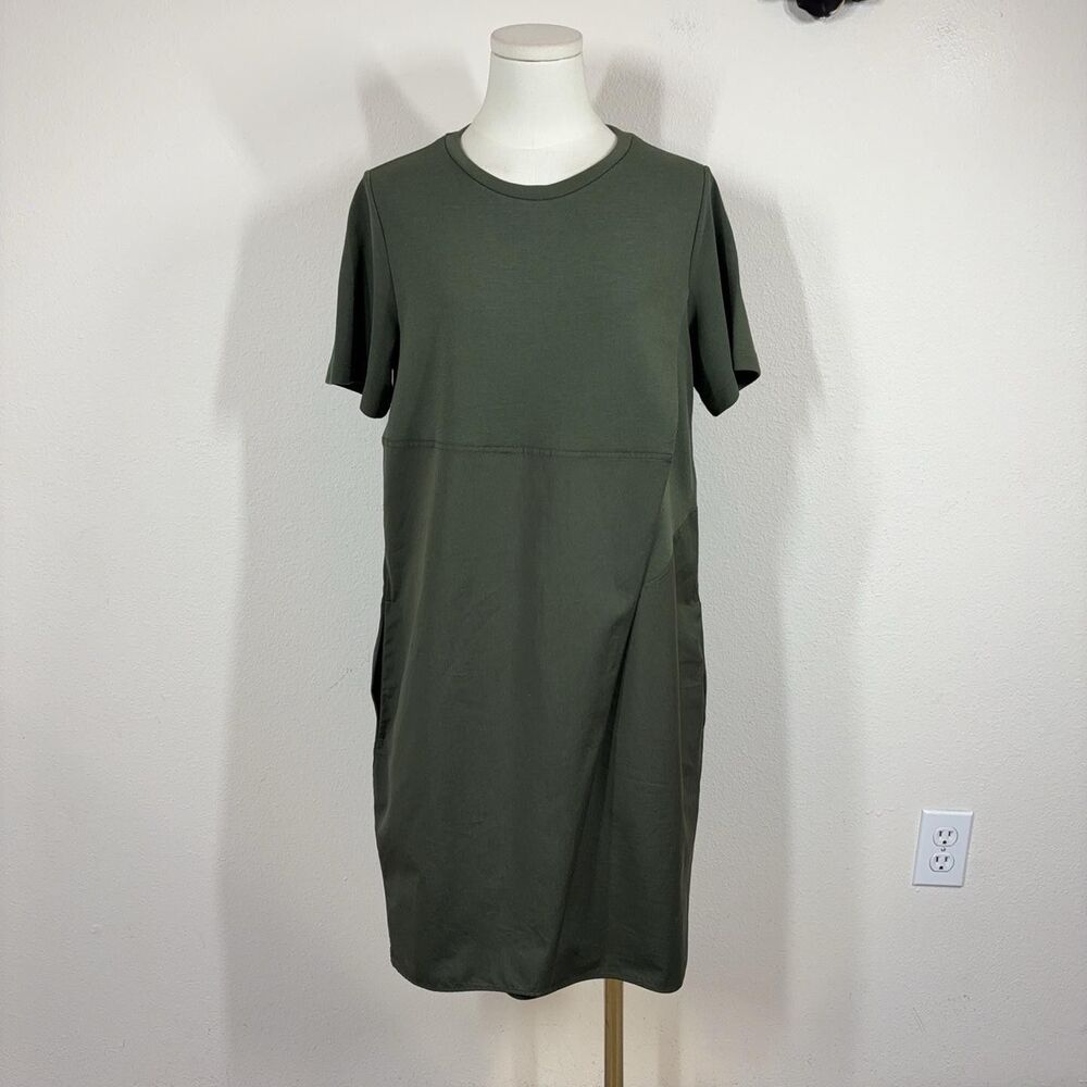 COS Dress Womens Small Green T Shirt Shift Pockets Minimalist Capsule Casual